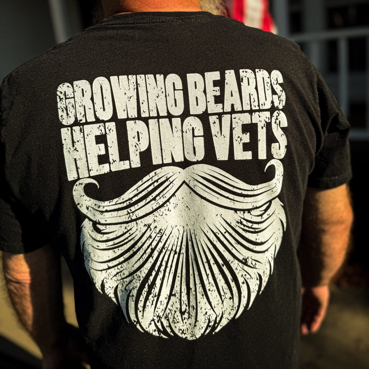Growing Beards. Helping Vets. T-Shirt (Black)