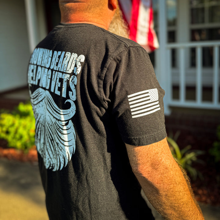 Growing Beards. Helping Vets. T-Shirt (Black)